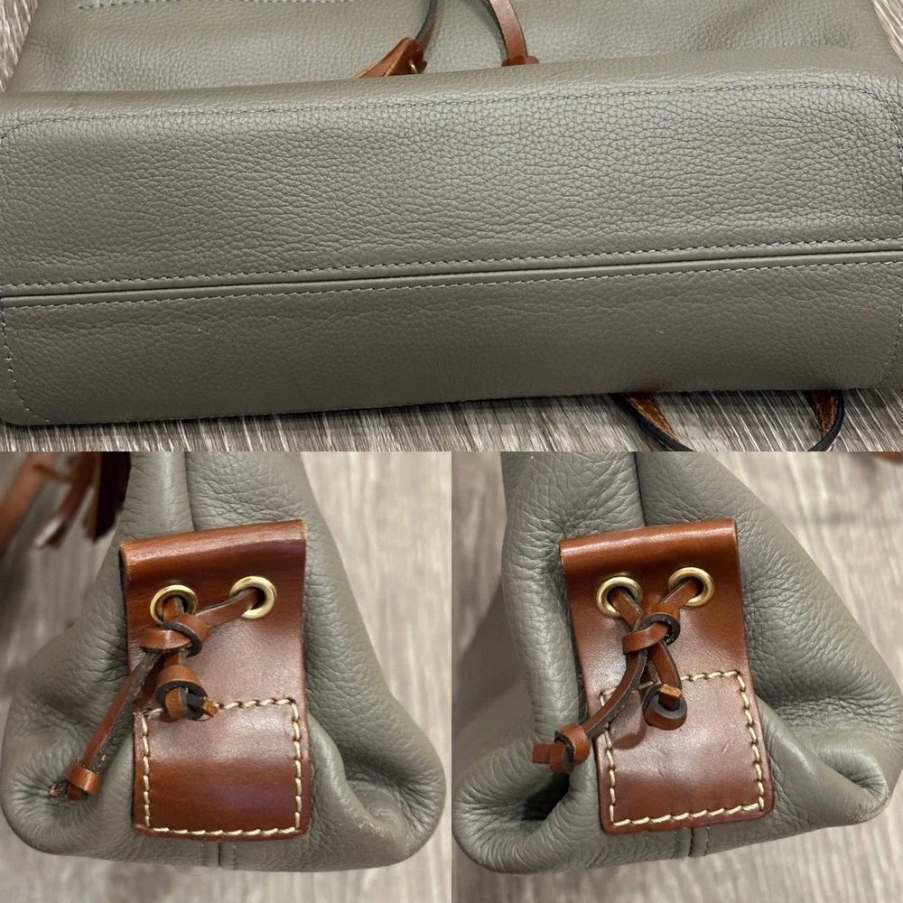 Dooney & Bourke Pebble Grain Tassel Tote Elephant Gray Leather Satchel Preppy